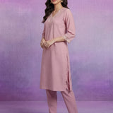 Pink mbroidered Suit Set with Dupatta