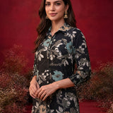Black All Over Printed Crepe Shirt