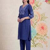 Uma Blue Embroidered Kurta Set