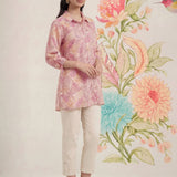 Aro Peach Floral Printed Shirt