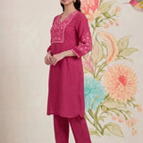 Uma Fuchsia Embroidered Kurta Set