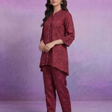 Maroon Embroidered Panelled Co-ord Set