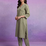 Mint green Embroidered Suit Set with Dupatta