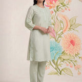 Suroor Mint Green Embroidered Chanderi Kurta Set