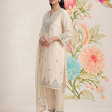 Albeli Ivory Embroidered A-line Suit Set with Dupatta