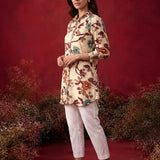 Wine All Over Printed Crepe Shirt
