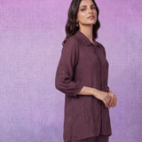 Lavender Embroidered Straight Co-ord Set