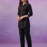 Black  All-Over Printed Cotton Co-ord Set