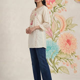 White Phool Collection Kurti With Multi-Colour Embroidery