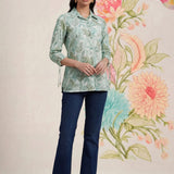 Aro Mint Green Floral Printed Shirt