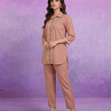 Peach Embroidered Pure Cotton Kurta with Palazzo Set