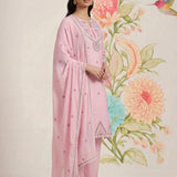 Albeli Pink Embroidered A-line Suit Set with Dupatta