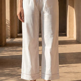 White Linen Blend Daily Wear Palazzos