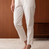 White Lycra Full Length Tapered Fit Pant