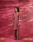 Mastani Cherry Red Printed Chanderi Tunic Set