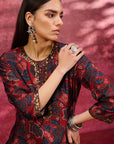 Layla Maroon Printed Chanderi Tunic for Women
