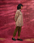 Breeze Taupe Embroidered Georgette Shirt for Women