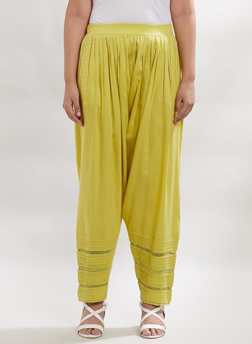 Green Salwar with Bottom Hem with Lace work - Lakshita