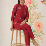 Chavi Red Embroidered Co-ord Set