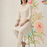 Suroor Ivory Embroidered Chanderi Kurta Set