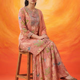 Manjari Peach Printed Garara Suit Set with Dupatta
