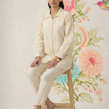 Ivory Embroidered Linen Co-ord Set
