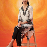 Elaf Black Printed Organza Suit Set with Dupatta