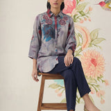 Liz Grey Printed Satin Shirt