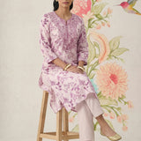 Kavya Fuchsia Printed Chanderi Suit Set with Dupatta