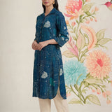 Bani Navy Printed Straight Kurti