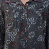 Grey Printed Cotton A-Line Shirt