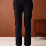 Roma Black Cotton Straight Fit Pant