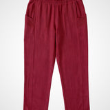 Maroon Cotton Blend Regular Fit Capris