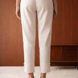 White Lycra Full Length Tapered Fit Pant