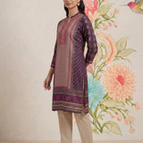 Moor Purple Printed Long Kurta