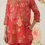 Chandrika Red Floral Printed Cotton Co-ord Set
