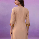 Beige Panelled A-Line Kurta set