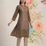 Moor Olive Printed Long Kurta