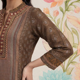 Moor Olive Printed Long Kurta