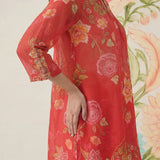 Chandrika Red Floral Printed Cotton Co-ord Set