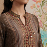 Moor Olive Printed Long Kurta