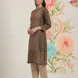 Moor Olive Printed Long Kurta