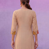 Beige Panelled A-Line Kurta set