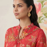 Chandrika Red Floral Printed Cotton Co-ord Set