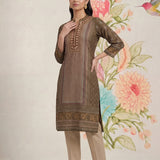 Moor Olive Printed Long Kurta