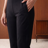 Roma Black Cotton Straight Fit Pant