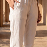 White Poplin Lycra Regular Fit Capri