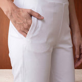 Roma Ivory Cotton Straight Fit Pant