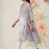 Kavya Grey Printed Chanderi Suit Set with Dupatta