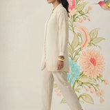Ivory Embroidered Linen Co-ord Set